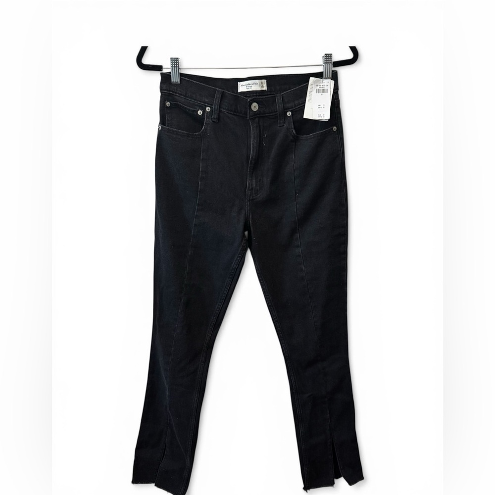 Abercrombie & Fitch Black Split Hem Skinny Jeans 28/6 NWT - Picture 3 of 7